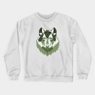 Geometric Green Wolf Crewneck Sweatshirt